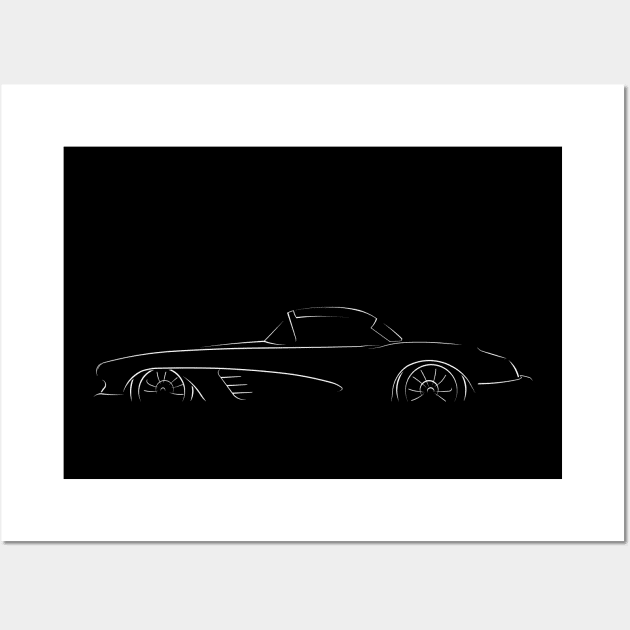 1958 Chevy C1 Corvette - stencil profile, white Wall Art by mal_photography